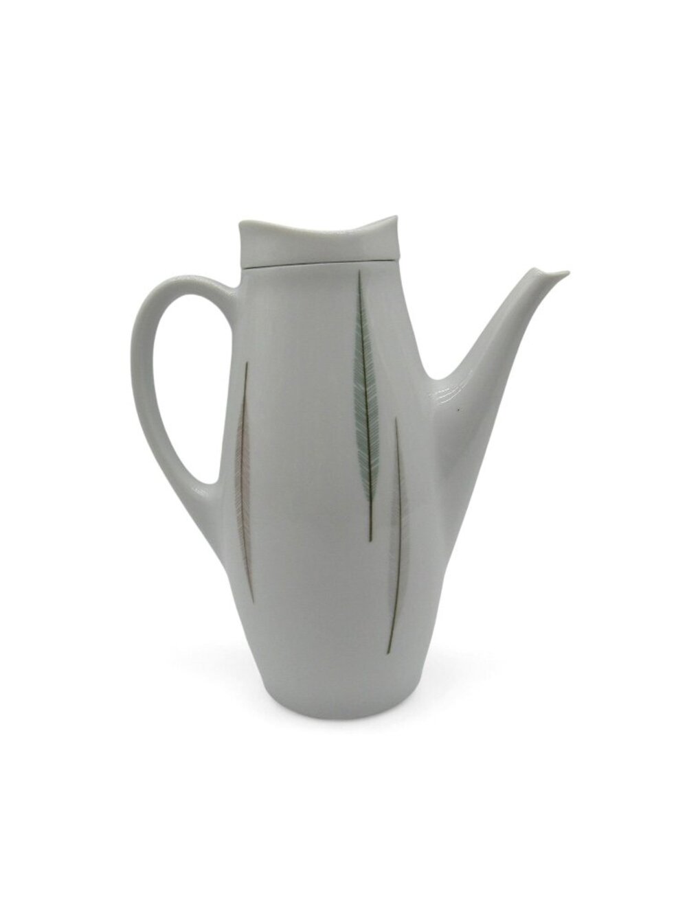 Thomas Germany Vintage Porcelain Coffee Pot Grass Leaf MCM 9.5"